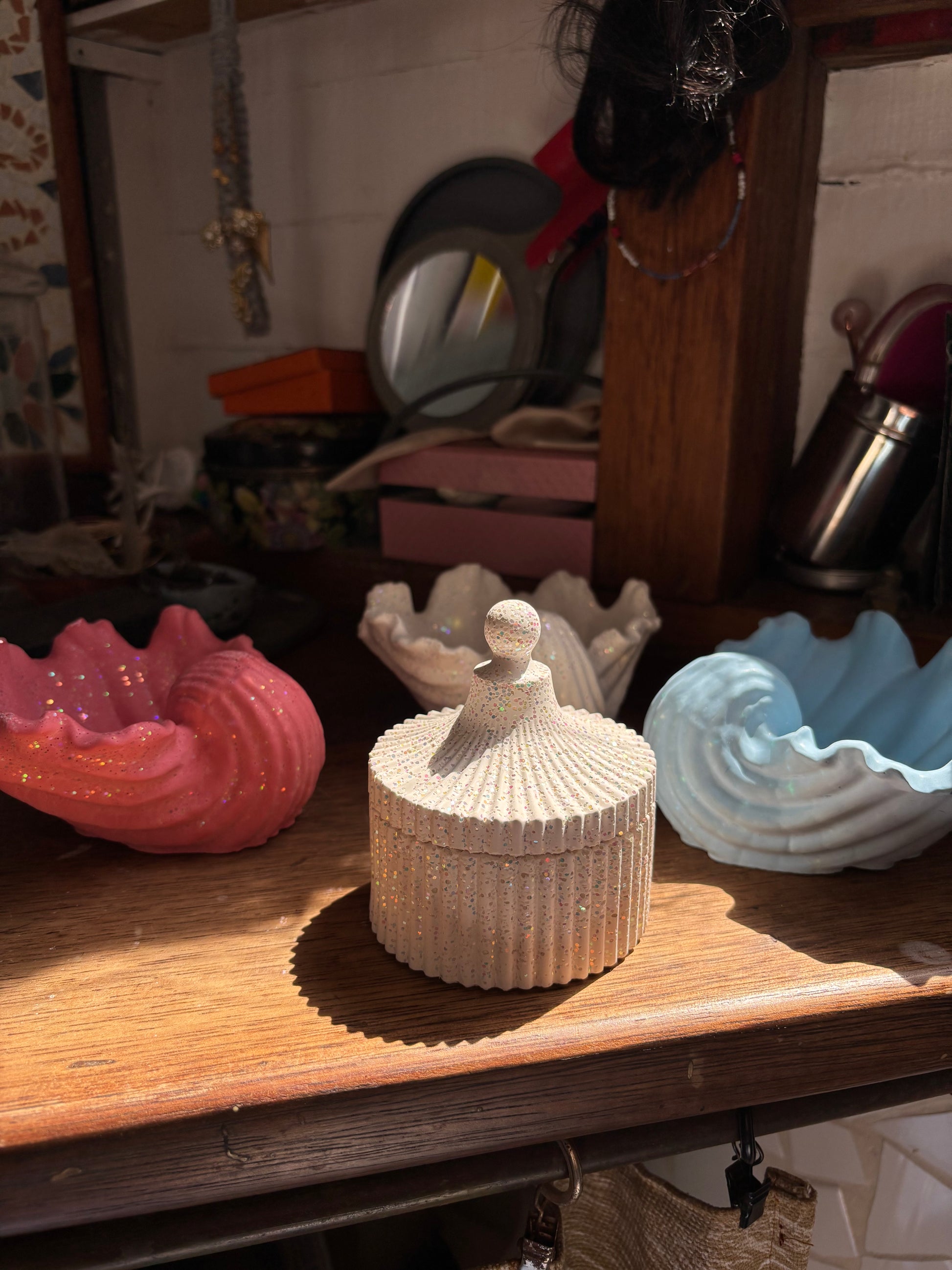 Boîte à Bijoux striée à paillettes