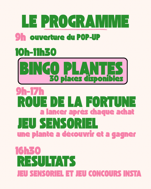 1 place pour Bingo Plantes